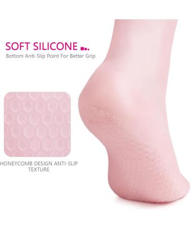 Silicone Moisturizing Gel Heel Socks for Dry Cracked Feet - Anti-Slip Spa Socks for Men and Women - Long Moisturizing Socks with Non-Slip Dots - SEBS Material with Vitamin - Pink (Size L) - 40-44 - Buy Online on GoSupps.com