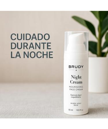  Brudy BRUDY COSMETICS Night Face Cream for Combination Skin - Rebalancing and Moisturizing with Neuvachiol Hyaluronic Acid and Bisabolol - Regeneration Without Creaminess or Irritation - 50ml - Buy Online on GoSupps.com
