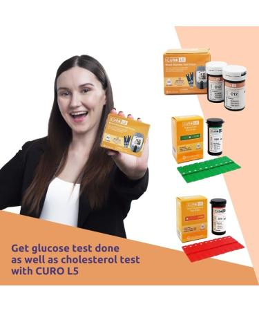 CURO Home Blood Cholesterol Test Kit - L5 Device with Total Cholesterol, Triglycerides, and Glucose Strips - Buy Online on GoSupps.com