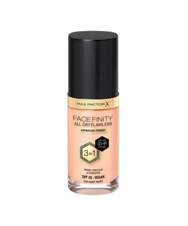 Max Factor Facefinity 3-in-1 All Day Flawless Liquid Foundation SPF 20 - 40 Light Ivory 30 ml Light Ivory 30 ml (Pack of 1)