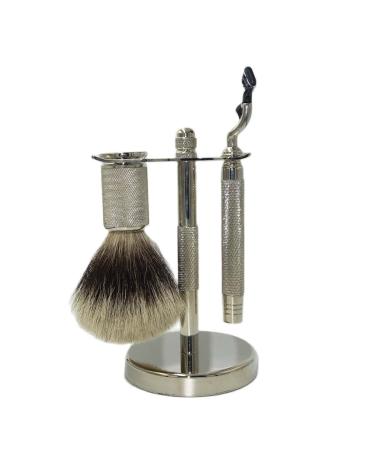 NSNT EXQUISIT Men's Razor brush 3-in-1 holder for long roof hair heavy handles 3-layer replacement rasier brush set for men simple