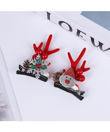 Christmas Antler Hair Clip - Santa Claus Reindeer Ears Barrettes | Portable Reindeer Antlers Ears Barrettes for Family Women Santa Claus red corner - Buy Online on GoSupps.com