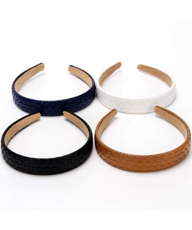 Loneedy 4x Checked Leather Headband - Stylish Wide Padded Non-Slip Hair Band for Girls & Women in Black Brown Blue White - International Shipping Available! - Buy Online on GoSupps.com