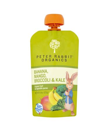 Pumpkin Tree Peter Rabbit Organics, Banana, Mango, and Kale, 4 Squeeze Pouch, Mango, Broccoli & Kale, 4.4 Ounce (Pack of 10)