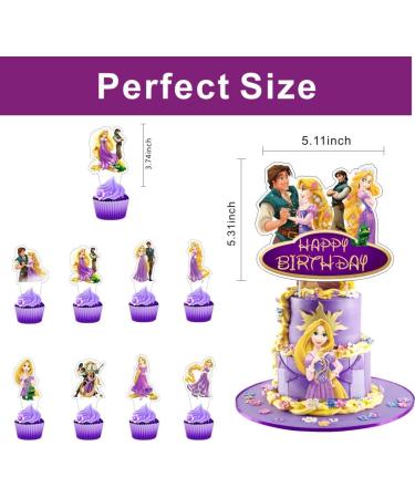 SKORDO 25pcs Tangled Birthday Decorations with 24pcs Rapunzel Cupcake Toppers 1pcs Cake Topper for Rapunzel Birthday Party Supplies - Buy Online on GoSupps.com