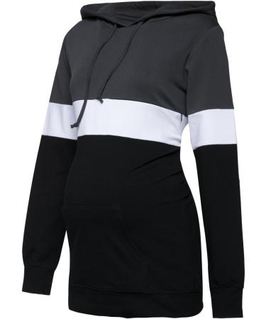 HAPPY MAMA Women's Nursing Hoodie 503p - Graphite/Off White/Black | Maternity Breastfeeding Top - Buy Online on GoSupps.com