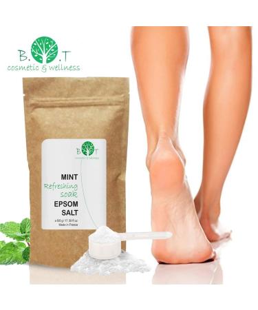 B.O.T Cosmetics & Wellness Epsom Bath Salt 500g with Peppermint Oil | Tired Legs Relief & Skin Care | Boost Blood Circulation with Magnesium Potassium Calcium - Buy Online on GoSupps.com
