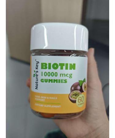 Nature's Key Biotin Gummies 10000mcg - Vegan-Friendly Hair Growth & Nail Strength Supplement 60cts 1 Month Supply
