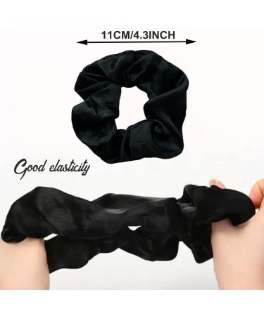 6 Pack Satin Black Hair Scrunchies Ponytail Holders for Women and Girls | Elastic Hair Bands Accessories - Buy Online on GoSupps.com