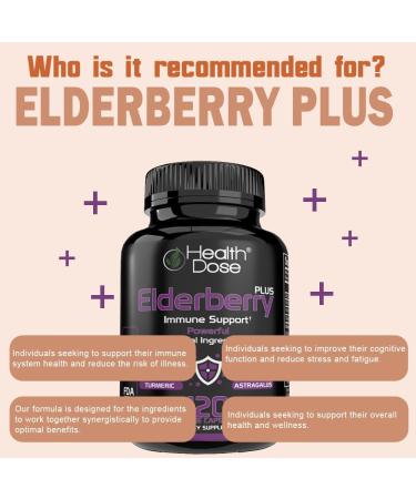 Health Dose Elderberry Plus Capsules Immune Support Supplement with Vitamins C D3 Zinc Selenium & 11 Ingredients for Year-Round Wellness 120 Veggie Capsules 2-Month Supply - Buy Online on GoSupps.com