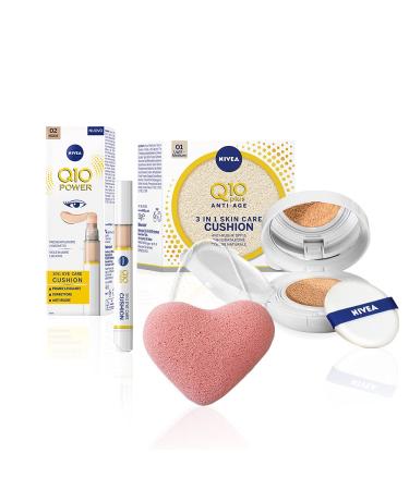NIVEA Q10 Plus Anti-Wrinkle Skin Care Gift Set | Cushion Cream & Concealer | Free Mini Soft | 15ml & 5ml - Buy Online on GoSupps.com