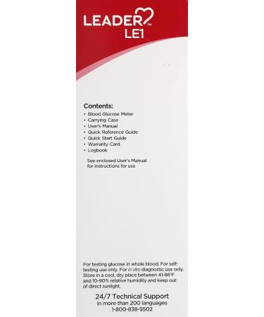 LEADER Blood Glucose Meter - No Coding Fast & Accurate Results for Adults & Kids 12+ Compatible with LEADER Test Strips - Buy Online on GoSupps.com