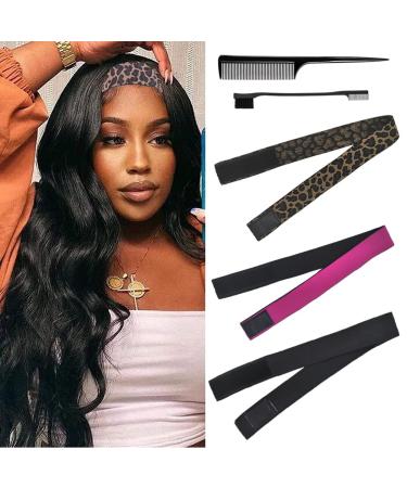 Elastic Bands for Wig  Lace Melting Band  3PCS Wig Band for Lace Frontal with Rat Tail Comb  Edge Brush  Wig Bands for Keeping Wigs in Place  Edge Wrap to Lay Edges Lace Band for Wigs Edges  Melt Band for Lace Wigs  Elas...
