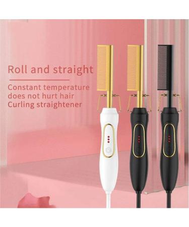 Hot Comb Hair Straightener - AC110V Flat Irons & Heating Brush for Women & Men | White & Gold Beard Curler Comb - Buy Online on GoSupps.com