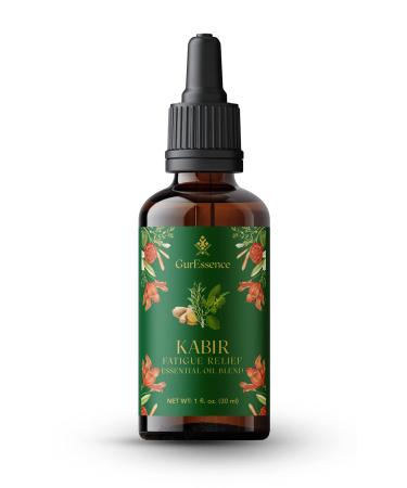 Fatigue Tiredness Relief Essential Oil Blend (Kabir) by GurEssence - 100% Pure Therapeutic Grade Fatigue Relief Blend Essential Oil - 1 oz (30 ml) - Perfect for Aromatherapy