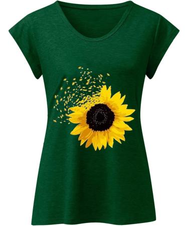 Short Sleeve T Shirts Clothing Woman T-Shirt Casual Black Clothing Top Women's Floral Pattern for Women Crop Tops Shirt Shirts Top Women's Summer Tank Top 5-green XL - Buy Online on GoSupps.com