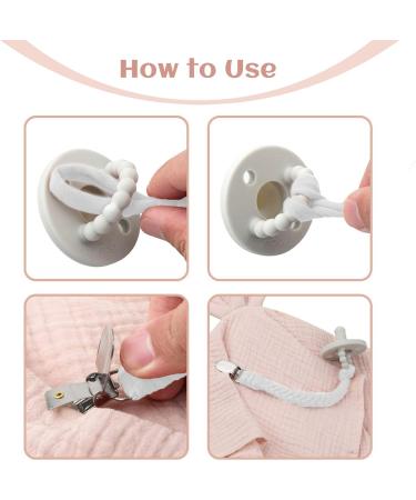 IOSPKKIO 4-Pack Cotton Snull Chain Bibs & Pacifier Clips for Boys & Girls - Easy to Use Woven Rope - Pink & Purple - Buy Online on GoSupps.com