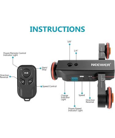 Neewer Wireless Video Camera Dolly: 3-Wheel Motorized Track Slider with Remote Control - Compatible with DSLR, Camcorder, GoPro, iPhone, Android | Electric Dolly Car - Buy Online on GoSupps.com