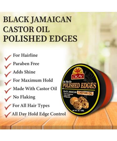 OKAY Polished Edges with Black Jamaican Castor Oil 1oz - Nourish & Define Hair - International Shipping Available - Buy Online on GoSupps.com