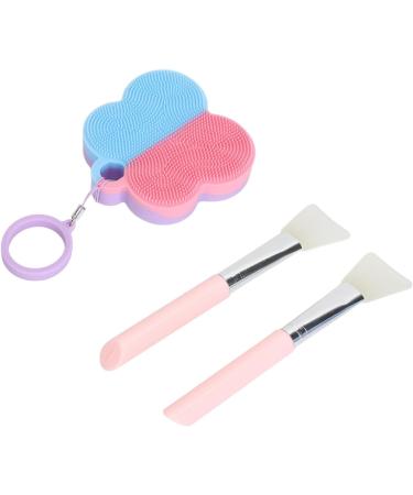 Silicone Face Scrubber Set Pink Blue Facial Brush Tools Skincare Products with Hanging Ring - Buy Online on GoSupps.com
