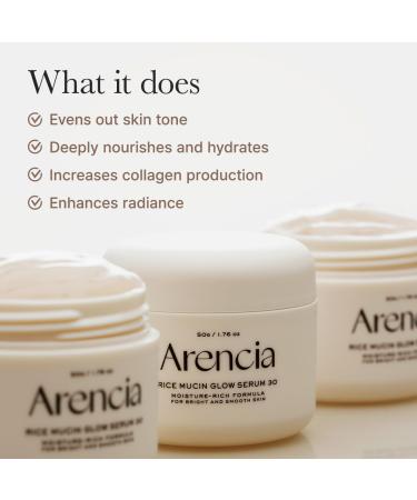 Arencia Rice Mucin Overnight Glow Masque facial s rum 30 50 g repulpe la peau avec acide hyaluronique - Buy Online on GoSupps.com