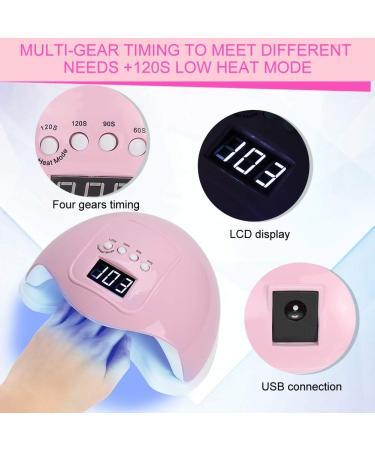 48W UV LED Nail Lamp for Gel Nails Polish | Professional Salon Curing Light with 4 Timer Settings and Sensor | Pink - Buy Online on GoSupps.com