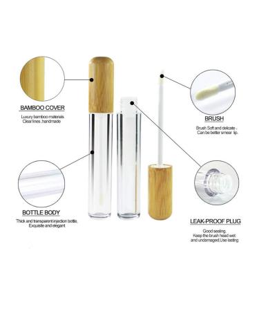 Healthcom 6ml Bamboo Lip Gloss Tubes - Refillable Plastic Balm Bottles for DIY Lipstick - Travel Size Cosmetic Containers for Women - Buy Online on GoSupps.com