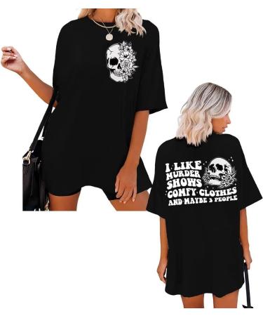 Black Skull Oversized Women's T-Shirt - Loose Fit Short Sleeve Top - Size Large - Buy Online on GoSupps.com