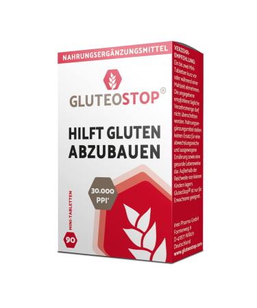 GluteoStop - helps break down gluten - 90 mini tablets - gluten sensitivity - low gluten diet - enzyme (90 mini tablets)