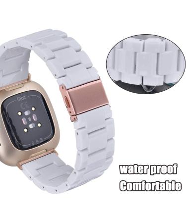 V-MORO Resin Strap for Fitbit Versa 3/Sense - White | Lightweight Bracelet with Stainless Steel Buckle | Replacement Band for Fitbit Versa 3/Sense - Buy Online on GoSupps.com