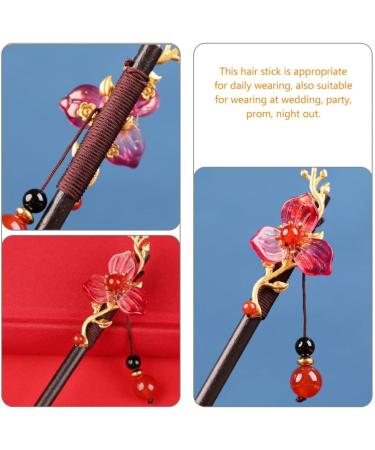 minkissy Antique Hairpin Hairpin Chopsticks for Hair Red Tassel Hair Bun Stick Hair Chopsticks Hair Pin Japanese Hair Stick Hair Tassel Bride Pin Glass Miss Hair Clip The Flowers - Buy Online on GoSupps.com