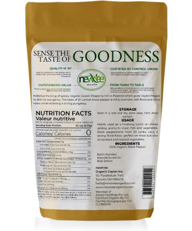 Newtree Organic Ceylon Black Peppercorns (3.5Ooz) 100g - Non-GMO Vegan and Gluten Free - Perfect for Grilling Roasting & Seasoning your Favorite Dishes - USDA Certified and Sourced from Sri Lanka - Buy Online on GoSupps.com