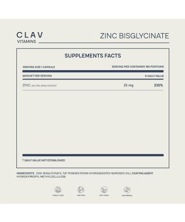 Zinc 25mg Vegan Certified | 180 Tablets (6 Months Supply) | Premium Quality Bisglycinate Supplement | Immune Support for Hair, Skin & Nails - Buy Online on GoSupps.com
