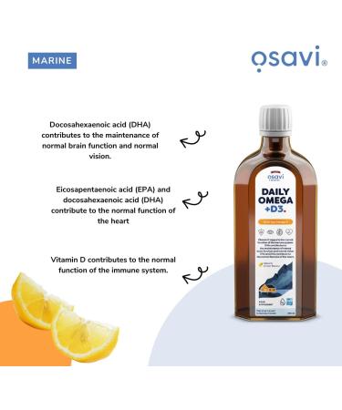  OSAVI Osavi Daily Omega + D3 1600mg Omega 3 (Natural Lemon) - 250 ml. - Buy Online on GoSupps.com