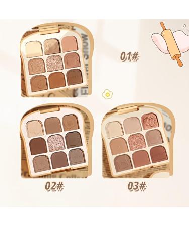 9 Colors Eyeshadow Palette Kit | Cute Toast Shaped Blush & Shimmer | Long-lasting Eye Makeup with Brushes | International Shipping Available - Buy Online on GoSupps.com
