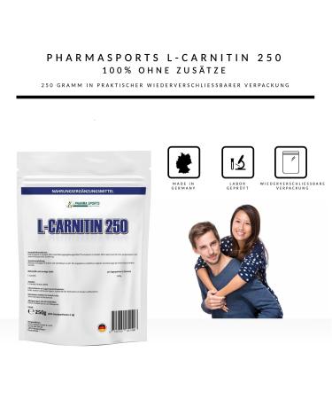 Pharmasports L-Carnitine PUR 250g - Pure L-Carnitine Tartrate Powder | 100% Additive-Free Supplement for Enhanced Energy & Fat Loss - Buy Online on GoSupps.com