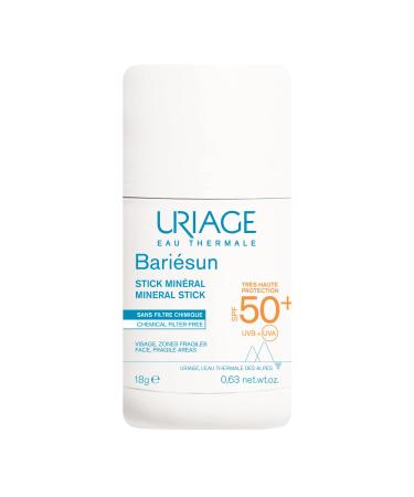 Uriage Bariesun Stick Min ral SPF50+ - Tr s Haute protection UVA/UVB et lumi re Bleue - Format de poche et facile appliquer - Fini invisible - Non gras - R sistant l eau - Sans parfum - 4 g