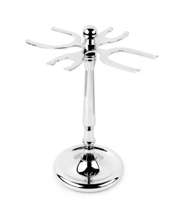 QSHAVE Deluxe 4 Prong Chrome Razor and Brush Stand, Prolong The Life of Your Shaving Brush