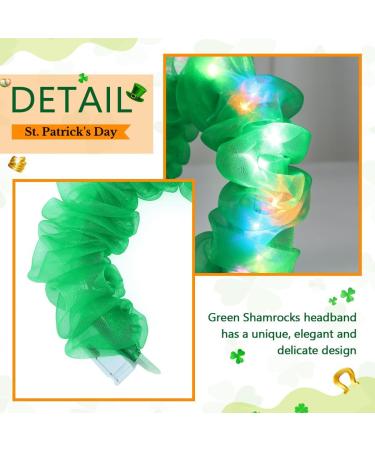 Fashband St.Patrick's Day Headband Light Up Green Heabands LED Irish Organza Party Featival Hair Accessories for Women (G) - Buy Online on GoSupps.com