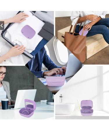 LdawyDE Retainer Case Denture Box with Mirror Dental Braces Boxs Fur Storage Immersion Cleaning Denture Hold Purple - Buy Online on GoSupps.com