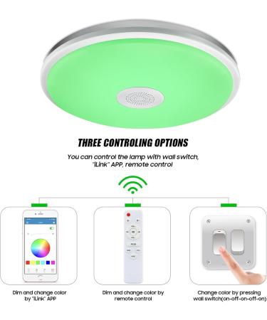 Chedux 48W Dimmable LED Ceiling Lamp with Bluetooth Speaker & App Control - RGB Color Changing Light for Bedroom & Living Room - Buy Online on GoSupps.com