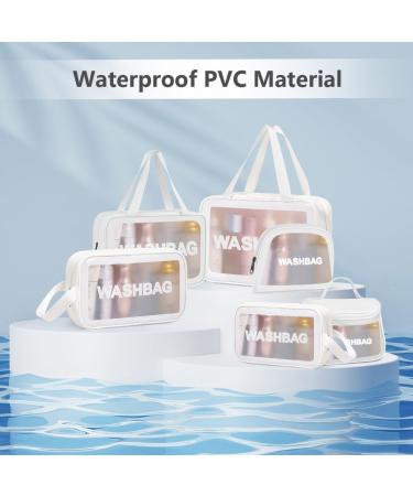 Aucuu 6 Pcs Clear Toiletry Bag Set - Waterproof Transparent Travel Wash Bags for Women and Girls (White) - Buy Online on GoSupps.com