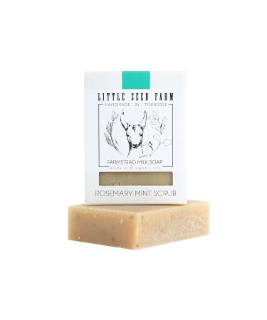 Little Seed Farm Organic Goat's Milk Soap 3 Pack - Rosemary Mint Scrub Body Bars | Handmade, Cruelty-Free, Energizing Exfoliating Scrub for Sensitive Skin - Buy Online on GoSupps.com