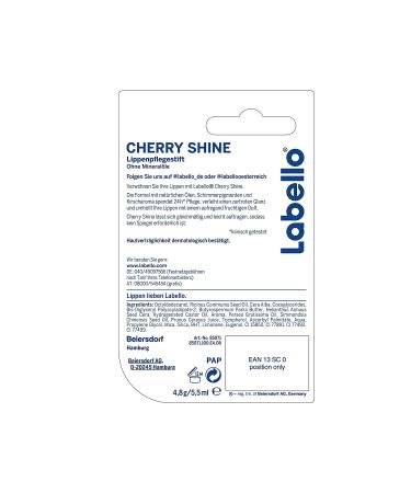 Labello Cherry Shine Lip Care Stick 6-Pack | 4.8g Each | Non-Mineral Oil Red Tint & Cherry Aroma - Buy Online on GoSupps.com