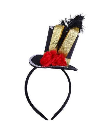 minkissy Circus Headband With Glitter Ribbon Flower And Top Hat Hair Hoop For Kids Birthday Halloween Party