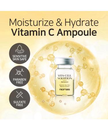 Ronas VITA Cell Solution Anti-Aging Serum with Hyaluronic Acid & Vitamin C | Hydrating Face & Neck Treatment for Dark Spots & Fine Lines - 10 Vials (0.16oz - Buy Online on GoSupps.com