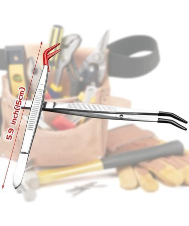 Shop Tlilyy 2 Pieces Curved Rubber Tip & Stainless Steel Tweezers for Jewelry & Laboratory | International Shipping Available - Buy Online on GoSupps.com