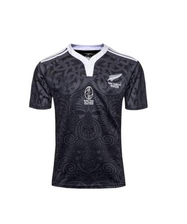 Rugby jersey 100-year-old New Zealand Maori rugby t-shirt football jersey comfortable and breathable suitable for games and everyday life XL black