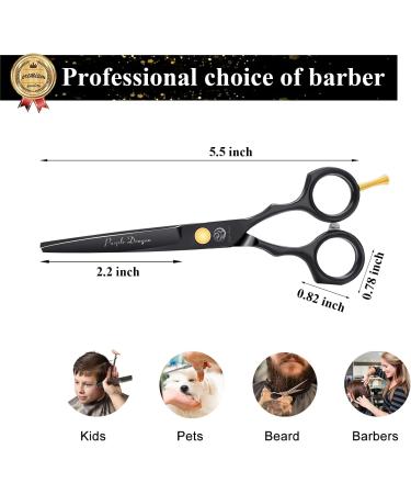 Purple Dragon 5.5 Inch Professional Hair Scissors Set - Sharp Hairdressing Scissors for Men & Women Barbers & Beginners - Perfect Haircut Tool in Black - Buy Online on GoSupps.com
