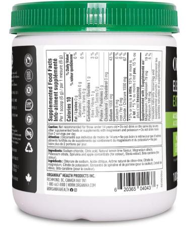 Organika Electrolytes Extra-Strength Powder- Lemon Lime- High in Sodium for Sport Recovery - Saltier Taste Sugar-Free Hydration and Electrolyte Replenishment - 180g - 30 servings Lemon Lime 30 Servings (Pack of 1) - Buy Online on GoSupps.com